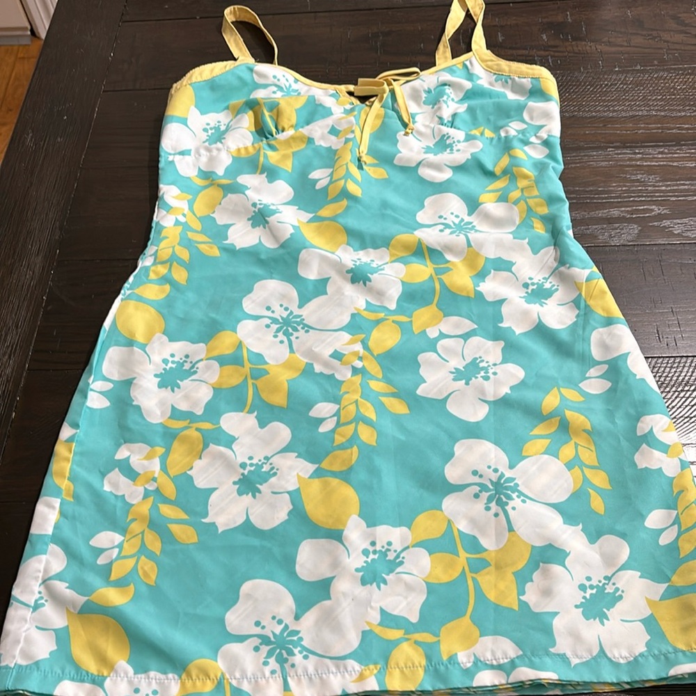 Reversible summer dress. Aqua and soft yellow great condition